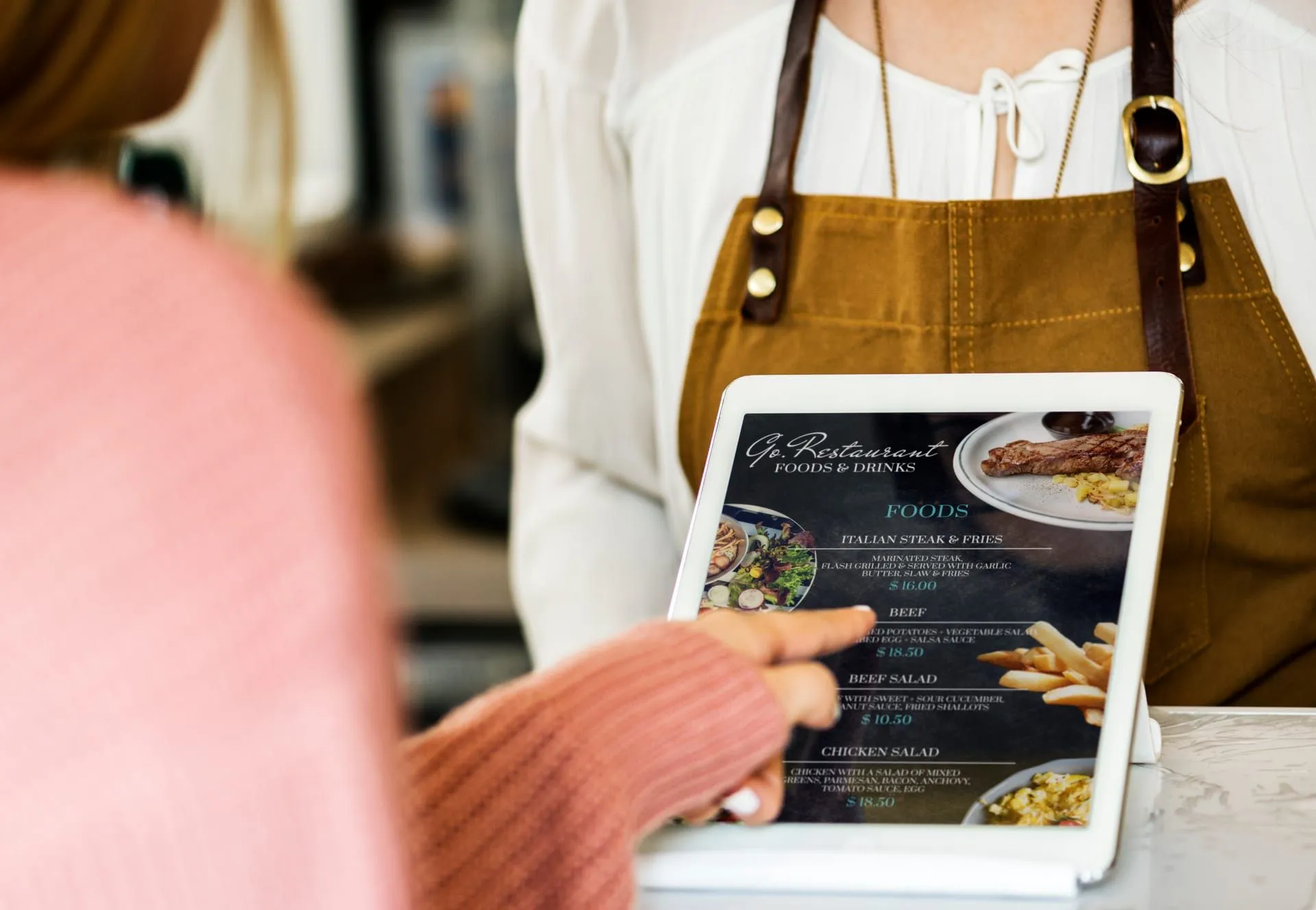 Restaurant counter ordering scene suited to workflow explainers and featured blog sections