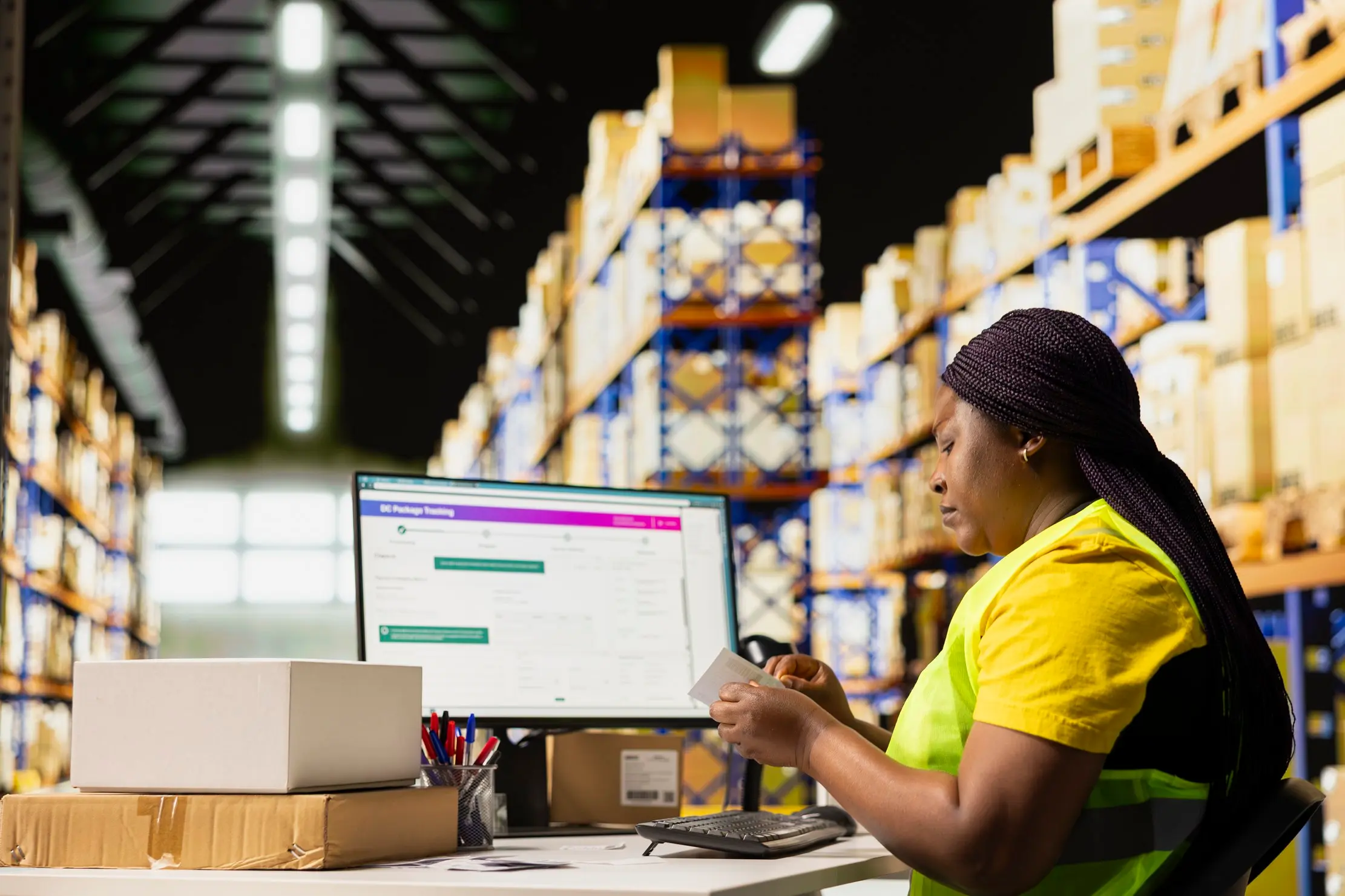 Shipment labels being prepared so transferred stock can be matched at the receiving branch