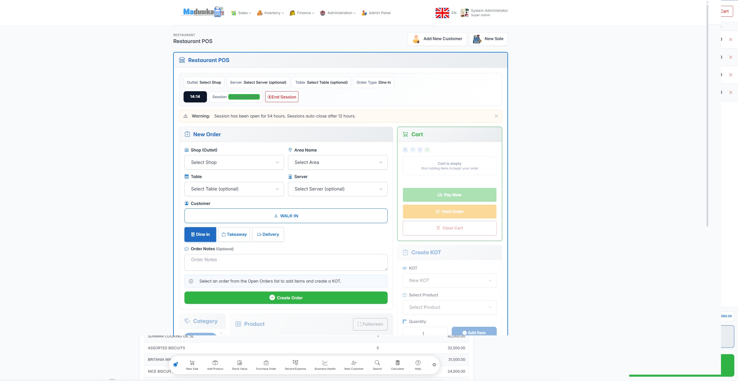 Maduuka Restaurants & Bars interface